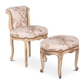 Vintage French Chair with Matching Stool C-CG