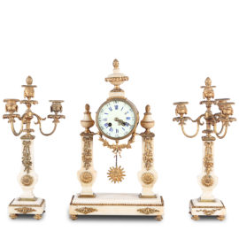 French Alabaster and Gilt Louis XVI Style garniture set FL-2095