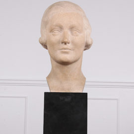 French Carved Limestone Bust Signed Jane Blanchot